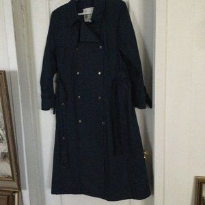 London Fog women's trench coat blue belted buttons up Size 12 Petite